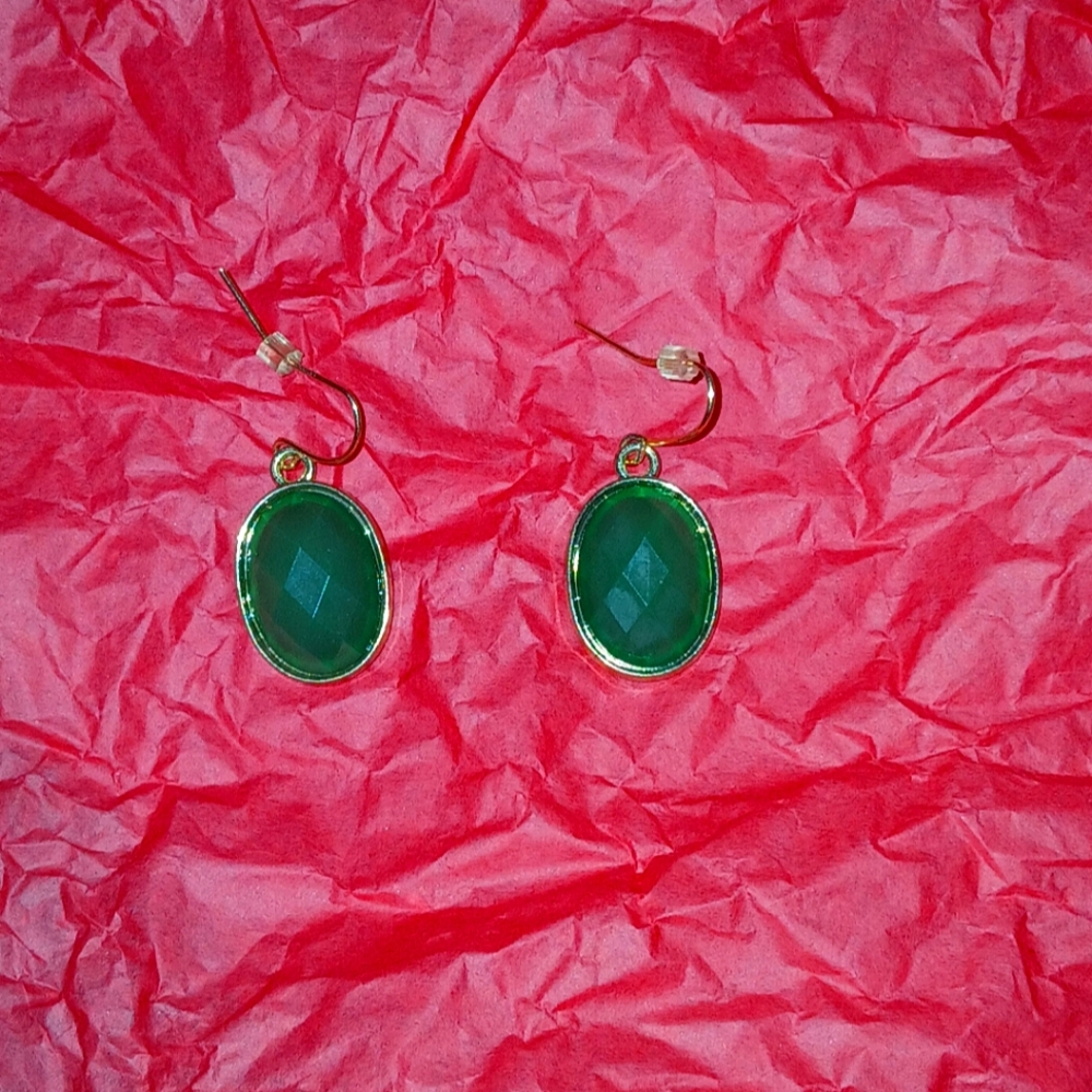 Elegant Green Gemstone Earrings